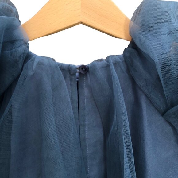 NWT jnby by JNBY Mediterranean Blue Tulle Layered Top - Picture 2 of 5